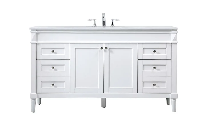 Elegant 60 In. Single Bathroom Vanity in White VF31860WH