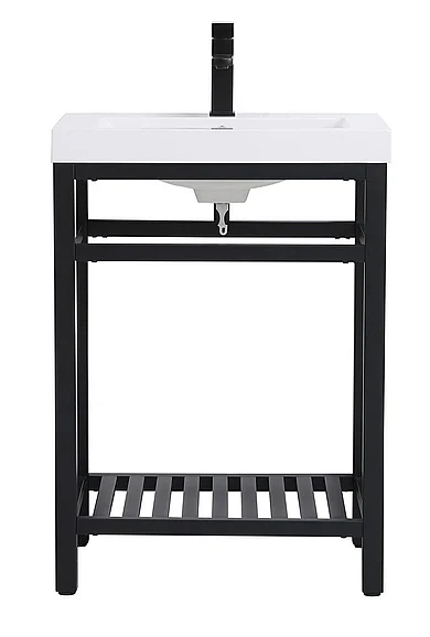 Elegant 24 In. Single Bathroom Metal Vanity in Black VF14024BK