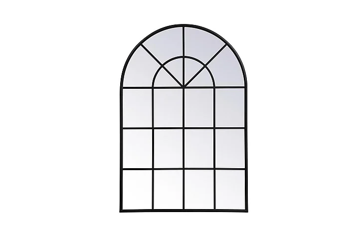 Elegant Metal Windowpane Mirror 36 In. x 53 In. in Black MR613653BK