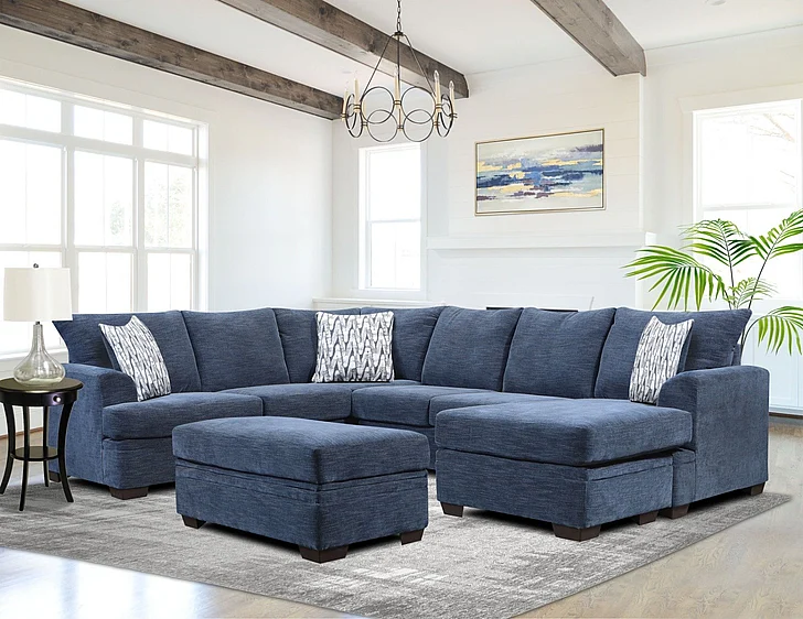 Peak Living 6800 2pc LSF Corner Sofa Living Room Set in Aden #14 Blue CUSTOM ITEM