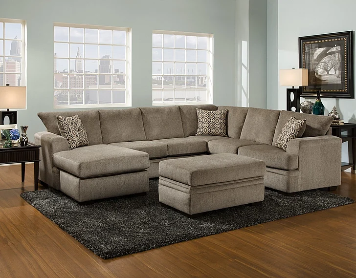 Peak Living 6800 2pc LSF 1-Arm Sofa Chaise Living Room Set in Cornell Pewter CUSTOM ITEM