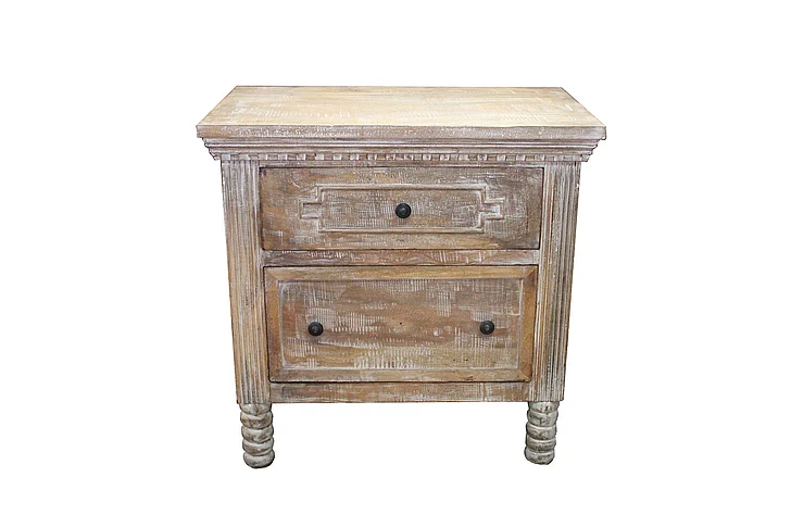 Moti Furniture Lancaster 2-Drawer Nightstand in Brown