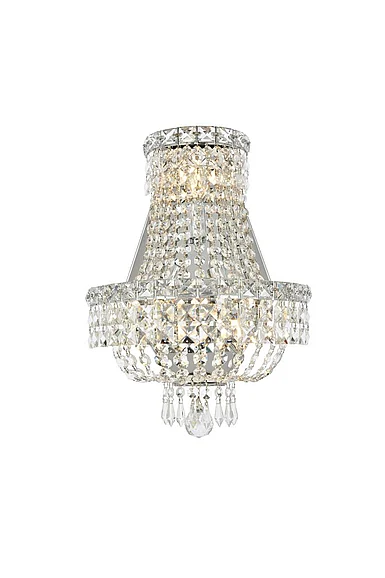 Elegant Tranquil 3 Light Chrome Wall Sconce Clear Royal Cut Crystal V2528W12C/RC