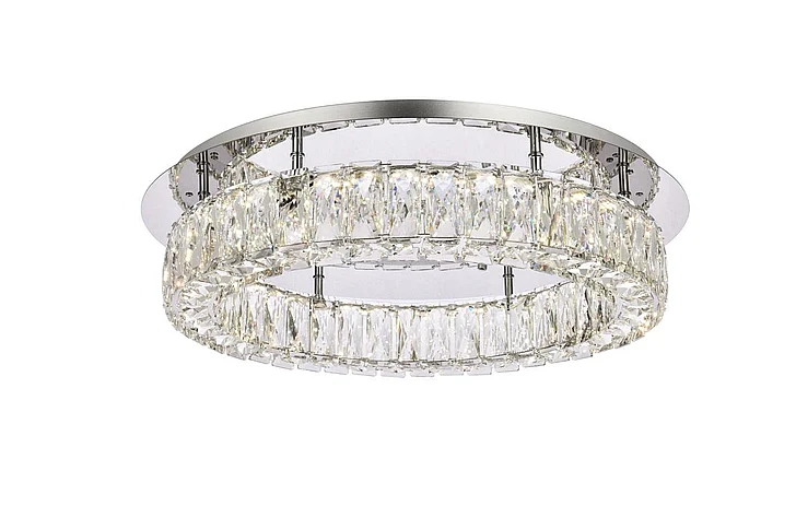 Elegant Monroe 22 In. Led Single Flush Mount in Chrome 3503F22C