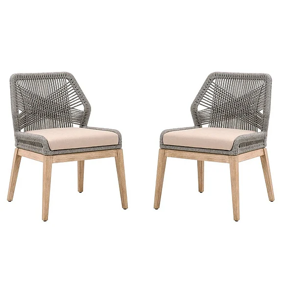 Essentials For Living Woven Loom Dining Chair in Platinum Rope/Natural Gray (Set of 2) 6808KD.PLA/FLGRY/NG CLOSEOUT