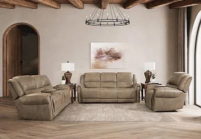 Corinthian Marlowe 2pc Reclining Sofa Living Room Set in Greensboro-Walnut