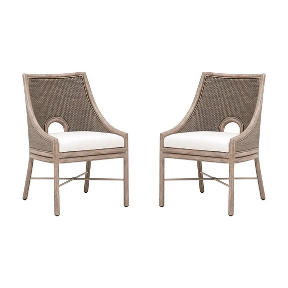 Essentials For Living Adamo Dining Chair, Set of 2 French Gray Cabana Loom, French Gray Mahogany 6813.FGRY/LPPRL/FG