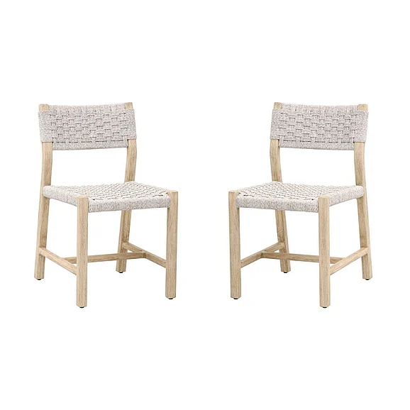 Essentials For Living Kitts Indoor/Outdoor Dining Chair, Set of 2 in White Speckle Twist Rope 6835.WHT/W-ET