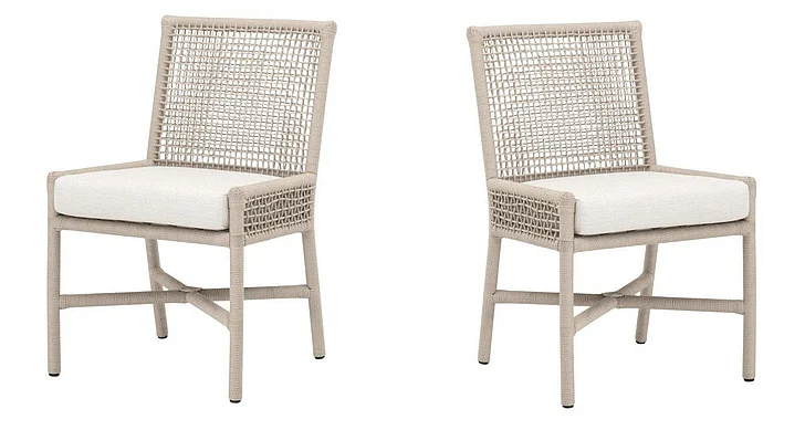 Essentials For Living Seaside Rope Indoor/Outdoor Dining Chair (Set of 2) Oyster Twist Rope, Performance White Speckle 6836.OYS/WHT