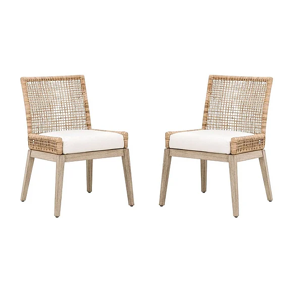 Essentials For Living Seaside Dining Chair, Set of 2 Natural Rattan, Natural Gray Mahogany 6836.NAT/LPPRL/NG