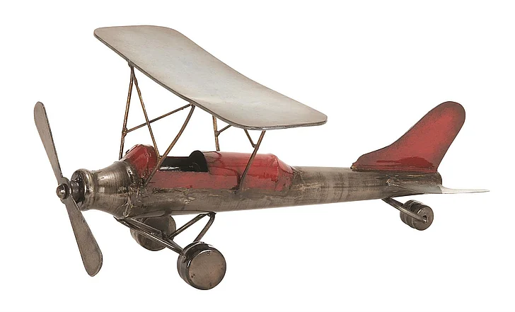 UMA Gray Metal Airplane Decorative Sculpture, 14 x 10 x 6 | 68387