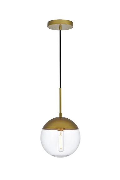Elegant Eclipse 1 Light Brass Pendant with Clear Glass LD6031BR