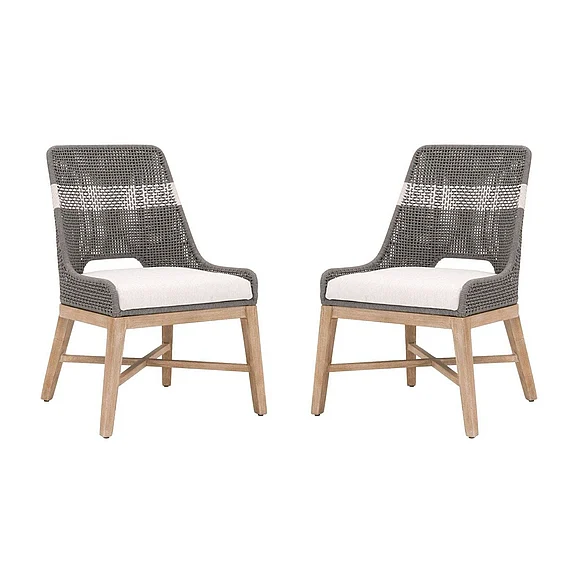 Essentials For Living Tapestry Dining Chair (Set of 2) in Dove Flat Rope 6850.DOV/WHT/NG CLOSEOUT