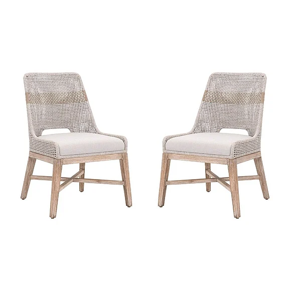 Essentials For Living Woven Tapestry Outdoor Dining Chair (Set of 2) in Taupe & White/Natural Gray 6850.WTA/PUM/NG