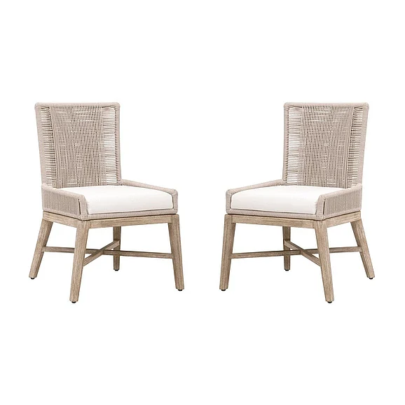 Essentials For Living Overlay Dining Chair, Set of 2 Oyster Twist Rope, Natural Gray Mahogany 6859.OYS/LPPRL/NG