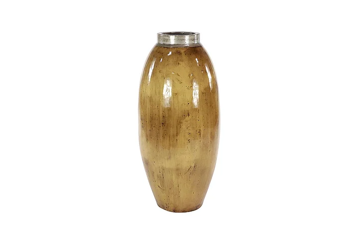 UMA Brown Ceramic Handmade Distressed Decorative Vase, 14" x 14" x 30" | 68681