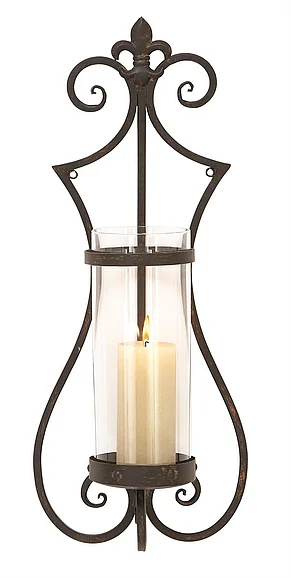 UMA Black Metal Single Candle Indoor Outdoor Wall Sconce, 10" x 6" x 25" | 68752