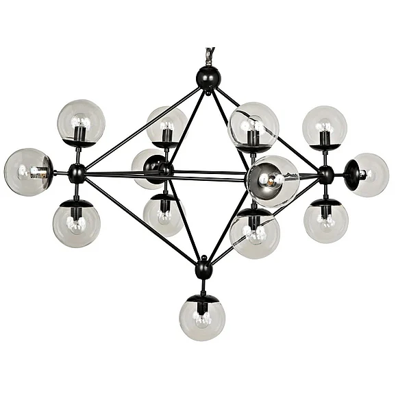 Noir Furniture Pluto Chandelier, Small in Black Steel LAMP478MTB-S CLOSEOUT
