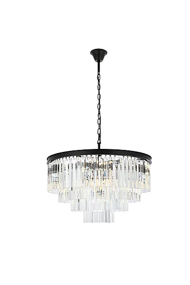 Elegant Sydney 17 Light Matte Black Chandelier Clear Royal Cut Crystal 1201D32MB/RC