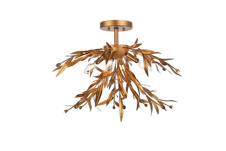 Elegant Priscilla 23 In. Flush Mount in Gold Leaf LD810F23GL CLOSEOUT