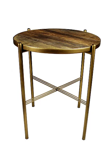 Moti Furniture Tracey Round Side Table in Gold