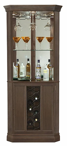 Howard Miller Piedmont IV Corner Wine Cabinet in Aged Auburn 690045