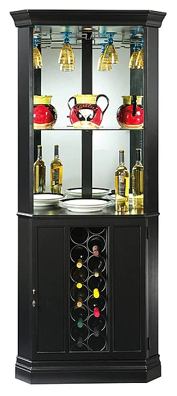 Howard Miller Piedmont VII Corner Wine Cabinet in Black Satin 690048