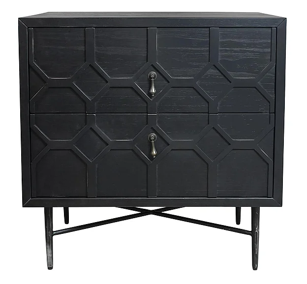 Moti Furniture Samara 2-Drawer Nightstand in Black
