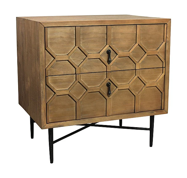 Moti Furniture Samara 2-Drawer Nightstand in Natural