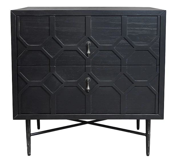 Moti Furniture Samara 2-Drawer Small Nightstand in Black 69014006