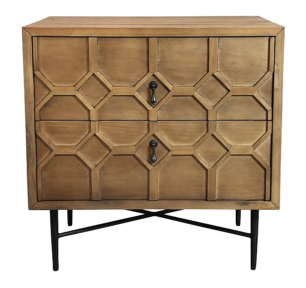 Moti Furniture Samara 2-Drawer Small Nightstand in Natural 69014007