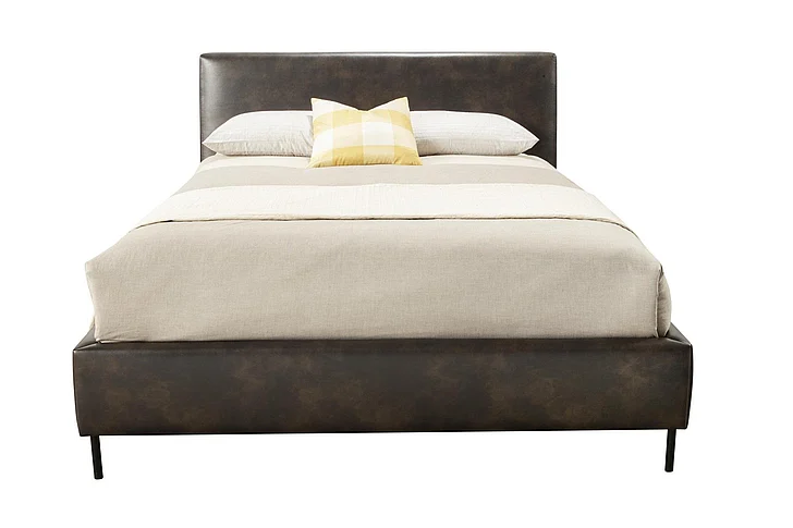 Alpine Furniture Sophia Full Faux Leather Platform Bed in Gray 6902F-GRY