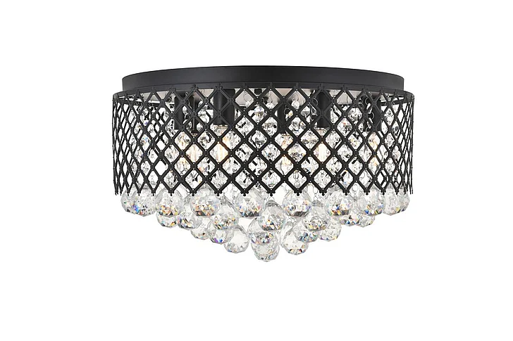 Elegant Tully 6 Light Matte Black Flush Mount LD5010F18MB CLOSEOUT