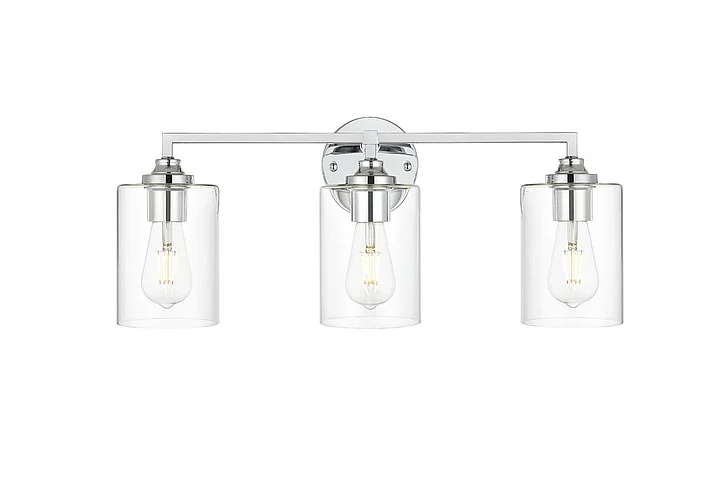Elegant Mayson 3 Light Chrome and Clear Bath Sconce LD7315W23CH