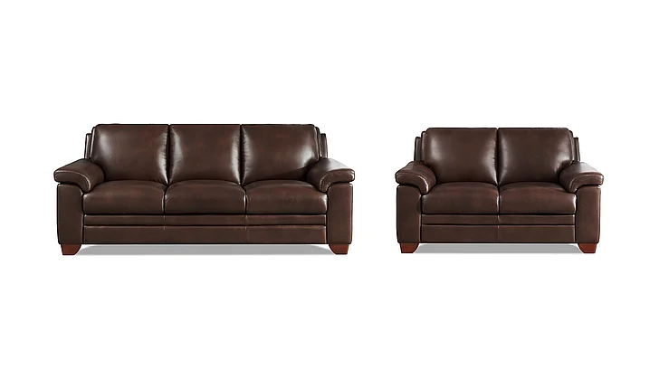 Hydeline Furniture Magnum Leather 2-Piece Living Room Set in Chestnut