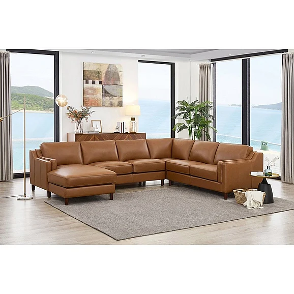 Hydeline Bella Left Chaise Sectional in Cognac 6932-SECT4-LHFCH-LS2523