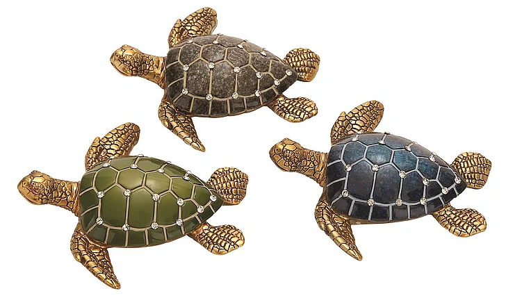 UMA Brown Polystone Turtle Decorative Sculpture, 3 Assorted 5"W, 1"H | 69393