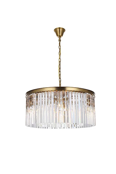 Elegant Sydney 31.5 In. Round Crystal Chandelier in Satin Gold 1208D31SG/RC