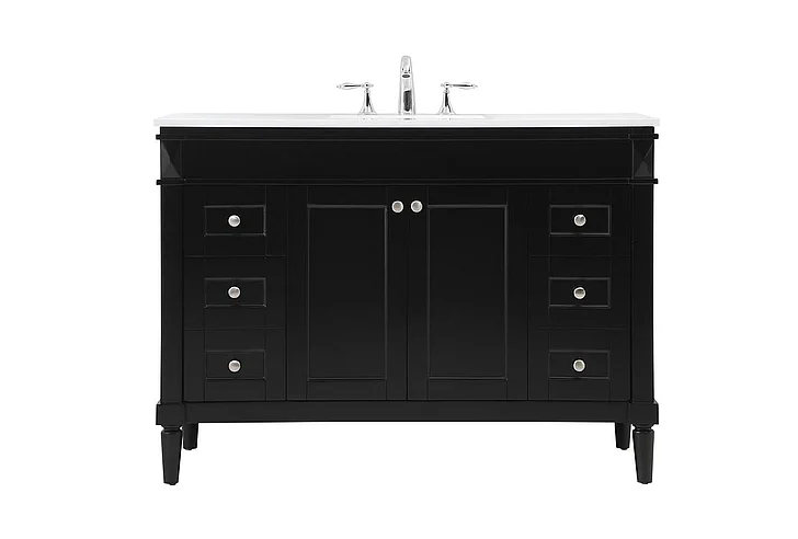 Elegant 48 In. Single Bathroom Vanity in Black VF31848BK