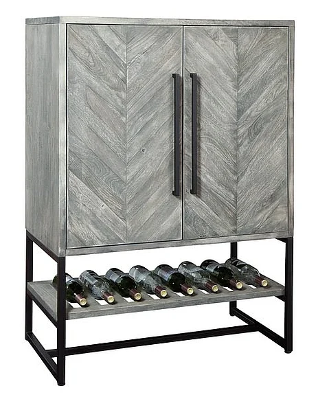 Howard Miller Jamaica Inn Wine Cabinet in Weathered Gray 695226
