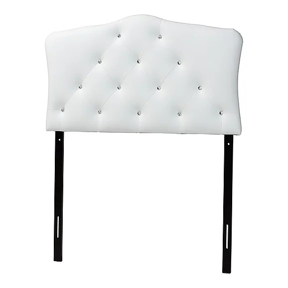 Baxton Studio Rita White Upholstered Button-Tufted Scalloped Twin Headboard 6965