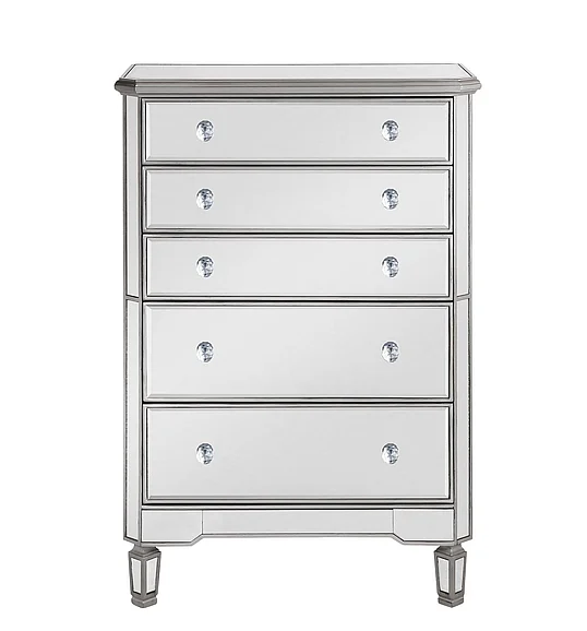 Elegant 5 Drawer Cabinet 33 In. x 16 In. x 49 In. in Silver Paint MF6-1026S