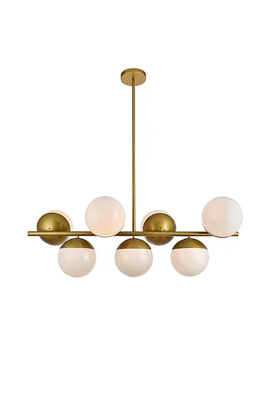 Elegant Eclipse 7 Lights Brass Pendant with Frosted White Glass LD6138BR CLOSEOUT