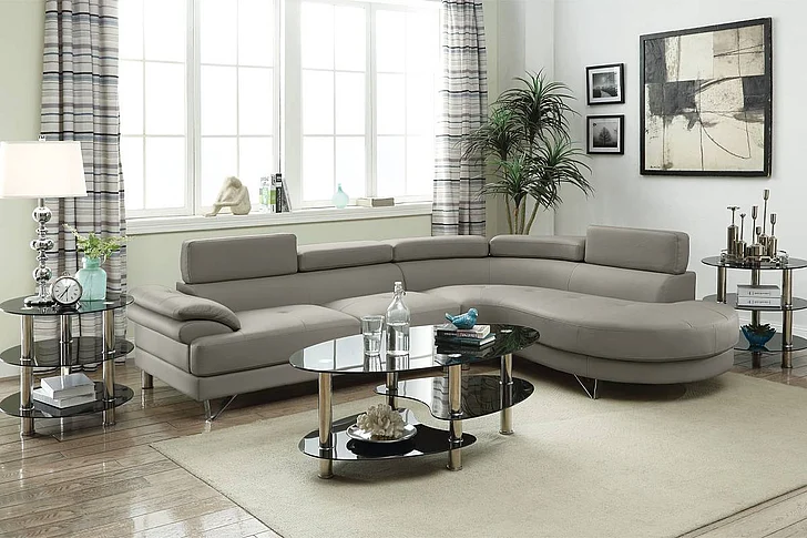 Boss Furniture F6984 2 Piece Sectional Sofa in Light Grey