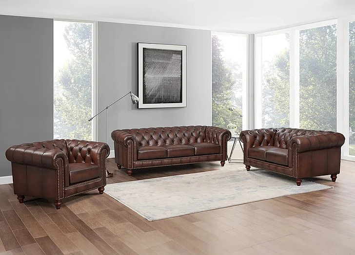 Hydeline Furniture Aliso 3pc Living Room Set in Caramel