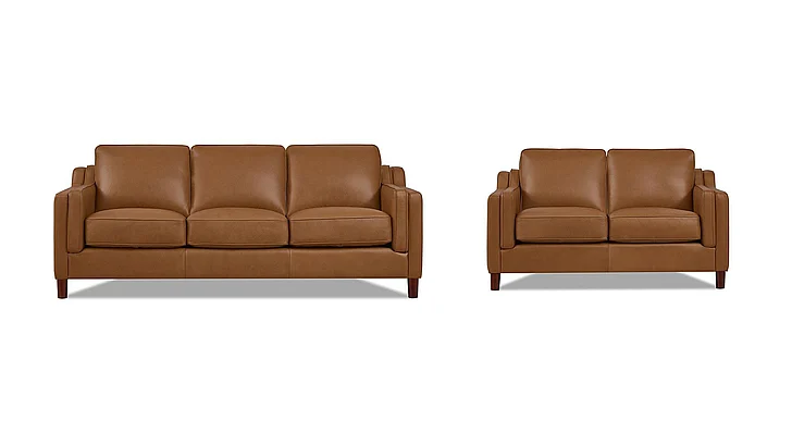 Hydeline Furniture Bella Leather 2-Piece Living Room Set in Cognac