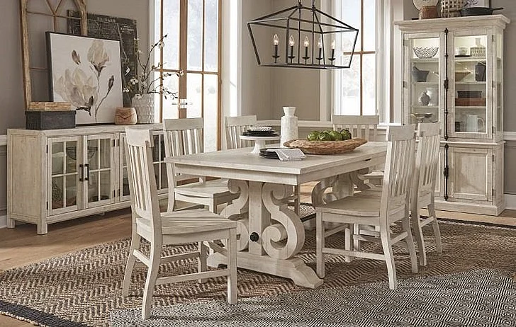 Magnussen Furniture Bronwyn 7pc Rectangular Dining Table in Alabaster
