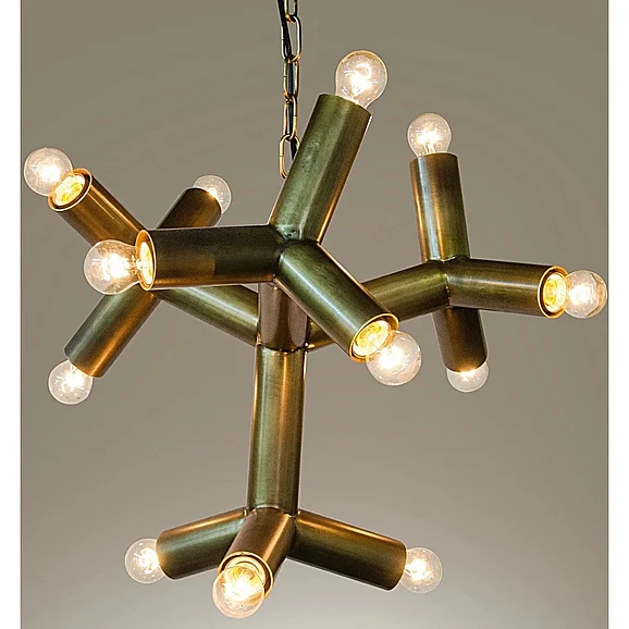 Noir Furniture Snow Flake Chandelier in Metal with Brass LAMP531MB CLOSEOUT