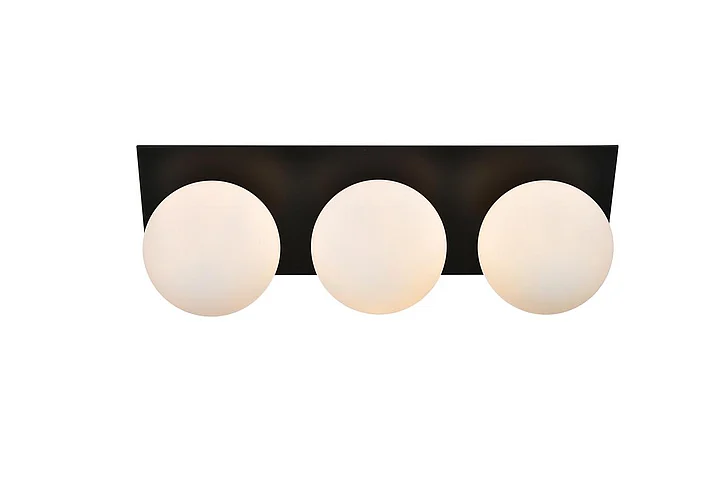 Elegant Jillian 3 Light Black and Frosted White Bath Sconce LD7304W22BLK CLOSEOUT