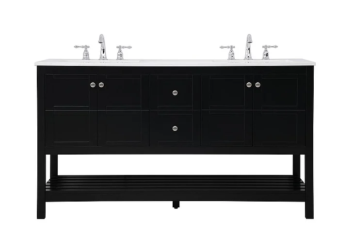 Elegant 60 In. Single Bathroom Vanity in Black VF16460DBK